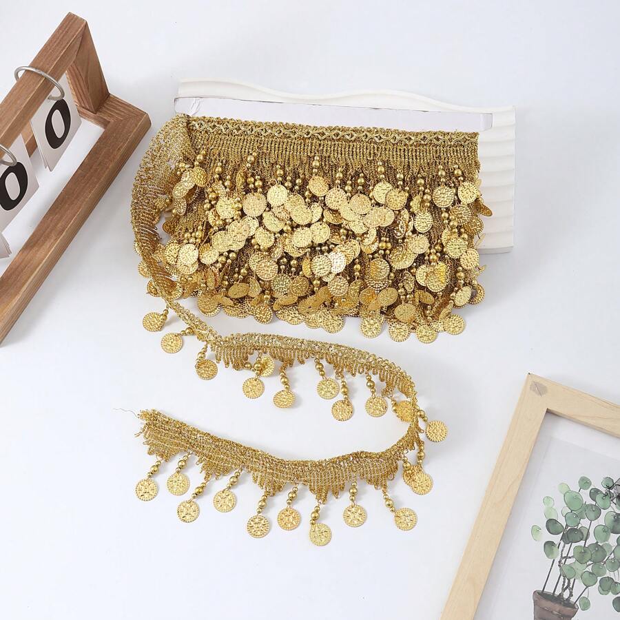 1 yard Frange à pompons perlés faits main, 7,5 cm de large, accessoire de costume pour représentation sur scène, décoration DIY, pendentif coloré - multicolore - Voir 1