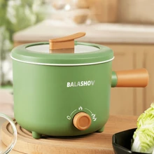 Mini olla eléctrica con rejilla de vapor de acero inoxidable, olla antiadherente portátil, ramen de cocción rápida, adecuada para cocinar fideos, fideos, filetes, gachas, olla eléctrica, etc. - Enchufe EU Tipo F(220-240V) - Ver 2