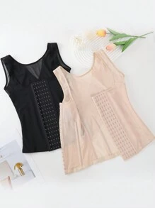 2pcs/Set Fashionable Breathable Mesh Crop Top, High Elastic Sports Tank Top - Multicolor - View 8
