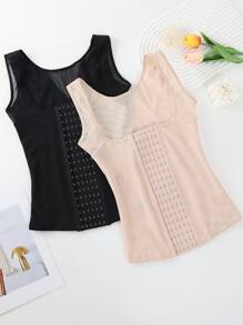 2pcs/Set Fashionable Breathable Mesh Crop Top, High Elastic Sports Tank Top - Multicolor - View 7
