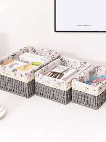 1pc Woven Storage Basket, Desktop Organizer Basket, Key Holder, Woven Basket Tray For Table, Snack Basket - Multicolor - View 3