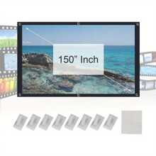 Projector Screen 150 Inch, Foldable Projector Screen, Pull Down Projector Screen,16:9 HD 4K Screen For School Home Theatre Cinema Office - Variant1 - View 4