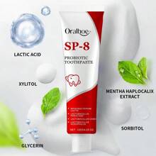 Kem đánh răng SP-8 Mint 120g, Làm sạch sâu, loại bỏ vết bẩn cứng đầu, Làm trắng, Giữ hơi thở thơm mát - Đỏ - Xem 3