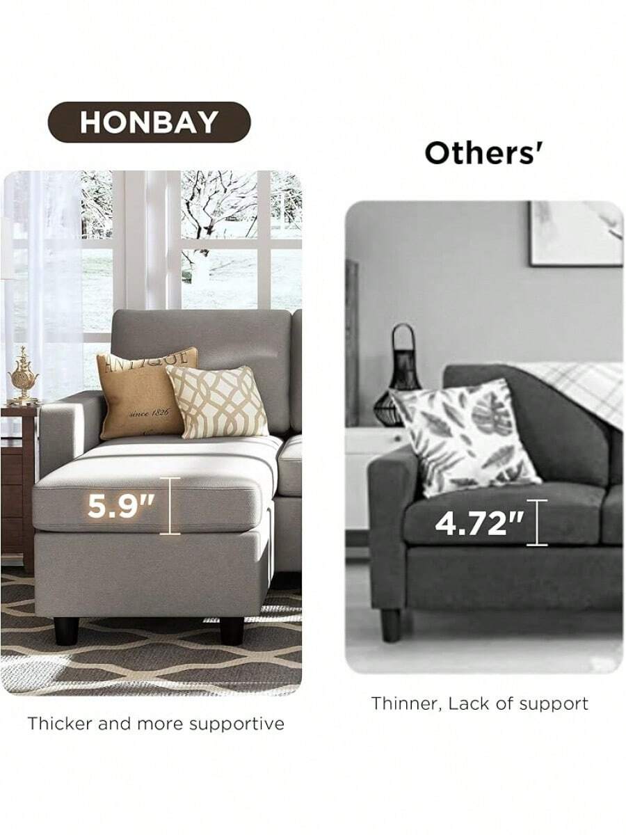 HONBAY Convertible Sectional Sofa, L Shaped Couch With Reversible