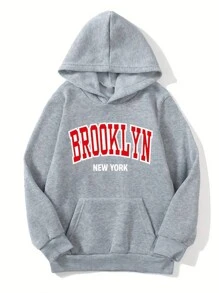 3pcs Tween Boy Letter Design Casual Loose Fit Pullover Sweatshirt, Suitable For Outdoor Play In Spring & Autumn - Black - View 3