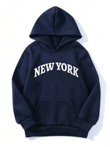 3pcs Tween Boy Letter Design Casual Loose Fit Pullover Sweatshirt, Suitable For Outdoor Play In Spring & Autumn - Black - View 5