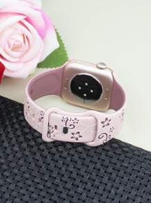 花卉雕刻兼容表带兼容 41mm 40mm 44mm 45mm 42mm 38mm 49mm 46mm 女款，可爱花朵软硅胶运动表带兼容 Series 11 10、Se、9、8、7、6、5、4、3、Ultra - 粉紅色配菸紫色花 - 查看 5