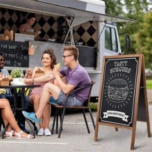 Pizarra magnética con marco en forma de A para mensajes, extragrande, de 44" x 22", de pie - Café integral - Ver 6