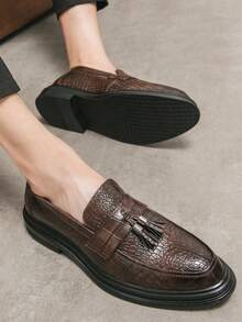 Giày công sở da mũi nhọn có tua rua cho nam, giày thường ngày đi làm văn phòng - màu nâu - Xem 4