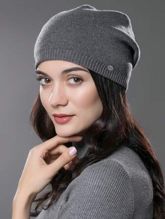1 件女士针织帽，耳罩，时尚简约，适合秋冬户外活动