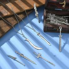 5/10/20 Pcs Estilos Mistos Espadas Faca Encantos Tema Ocidental Encantos de Guerra Longos Marcadores Pingentes Para Fazer Joias - Prata antiga - Ver 6