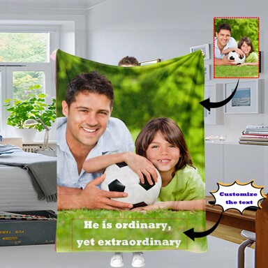 1 pieza Manta de franela personalizada, foto personalizada de mascota, foto de pareja o foto familiar y texto, es un regalo perfecto para el Día del Padre, el Día de la Madre o los amantes de las mascotas. Elegante, estilo hipster, contratado, disfraz fácil, minimalista chic, personalizado, único, personalizado, disfraz de jugador de fútbol, Treasurefinds, disfraces de hombre, jersey de fútbol personalizado, ropa deportiva masculina, regalos ideales para él, novio, familia, amigos, niños para cumpleaños, para la escuela/competencia, para deportes/escalada, multifuncional, ornamental, letra, elegante, moderno, colorido, lindo, adorable, casual, personalizado, personalizado, único, personalizado, regalos ideales para él, regalos ideales para ella, mantas de envolvimiento personalizadas para niños, ambiente cálido