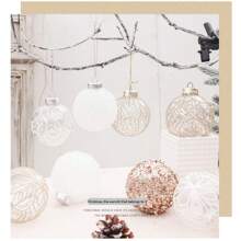 6pcs/Box, 8cm Diameter Transparent Painted Christmas Ornament Balls, Christmas Decorations, Christmas Tree Pendants, Holiday Party Decor, Hanging Ornaments, Costume Accessories Best Gifts Birthday
