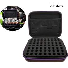 Estuche para transportar aceites esenciales, estuche rígido para 63 botellas de aceites esenciales con asa, organizador de almacenamiento que se adapta a 60 botellas de 1 a 3 ml - Multicolor - Ver 5