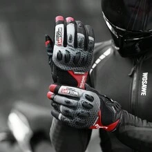 WOSAWE 摩托车手套 防摔透气骑行装备 男女皆宜，4 季 - 紅色 - 查看 6