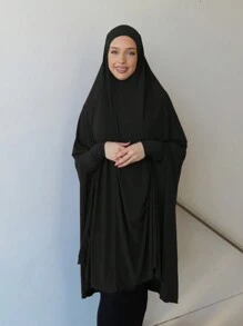 1 Peça Acessório Abaya Feminino, Véu Grande Macio e Liso para Cobrir o Queixo, para Peregrinação, Lenço de Cabeça Turbante com Mangas