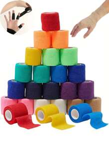 20 Rolls Elastic Self-Adhesive Bandage, Breathable & Flexible Non-Woven Fabric Self-Adhesive Bandage, Portable Elastic Self-Adhesive Bandage, Breathable Sports Non-Woven Finger Bandage, Suitable For Wrist, Ankle, Elbow, Shoulder - Multicolor - View 3