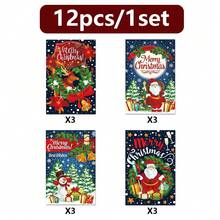 12pcs Christmas Party Red Wine Bottle Stickers, Christmas Decoration Wine Bottle StickersCup Decoration,Christmas Decoration, Party Decoration, Gift For Friends, Gift For Family, Christmas Party