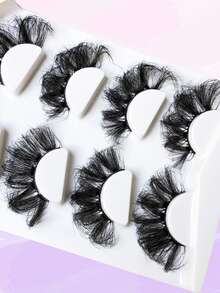 Asiteo 4 Pairs 25MM Natural Long False Eyelashes Dramatic Fluffy 9D Faux Mink Lashes Wispy Eye Lashes Thick Soft - 黑色 - 查看 4