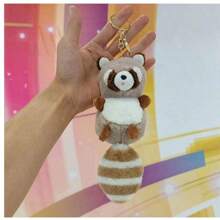 Plush Raccoon Doll Keychain Pendant Doll Couple Backpack Pendant Claw Machine Toy Gift - Khaki - View 7