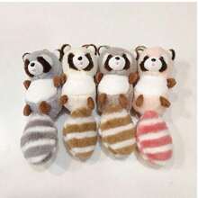 Plush Raccoon Doll Keychain Pendant Doll Couple Backpack Pendant Claw Machine Toy Gift - Khaki - View 4
