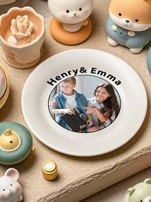 1pc Custom Photo Plate - 8.11" (20.6cm) Diameter - Personalized Gift For Kid With Photo And Text, Birthdays, Anniversaries, Mother's Day, Father's Day, Ideal For Kid, Mom, Dad, Girlfriend, Boyfriend, Wife, Husband, Best Friend - Cherish Your Loved Ones' Photos With This Elegant Decorative Plate Baby Shower Ornamental, Letter, Stylish, Cute, Adorable, Casual, Custom, Personalized, Unique, Customized, Baby Gifts, Ideal Gifts For Him, Ideal Gifts For Her, Son, Daughter