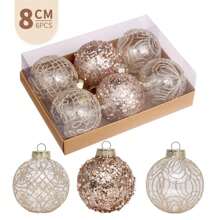 6pcs/Box, 8cm Diameter Transparent Painted Christmas Ornament Balls, Christmas Decorations, Christmas Tree Pendants, Holiday Party Decor, Hanging Ornaments, Costume Accessories Best Gifts Birthday