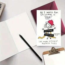 1 st festliga gratulationskort (julkort) – Rolig tecknad kvinna i tomtehatt, kort- och kuvertset, rolig stil – för julklapp till familj och vänner - 4# - Visa 3