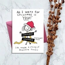 1 st festliga gratulationskort (julkort) – Rolig tecknad kvinna i tomtehatt, kort- och kuvertset, rolig stil – för julklapp till familj och vänner - 4# - Visa 2