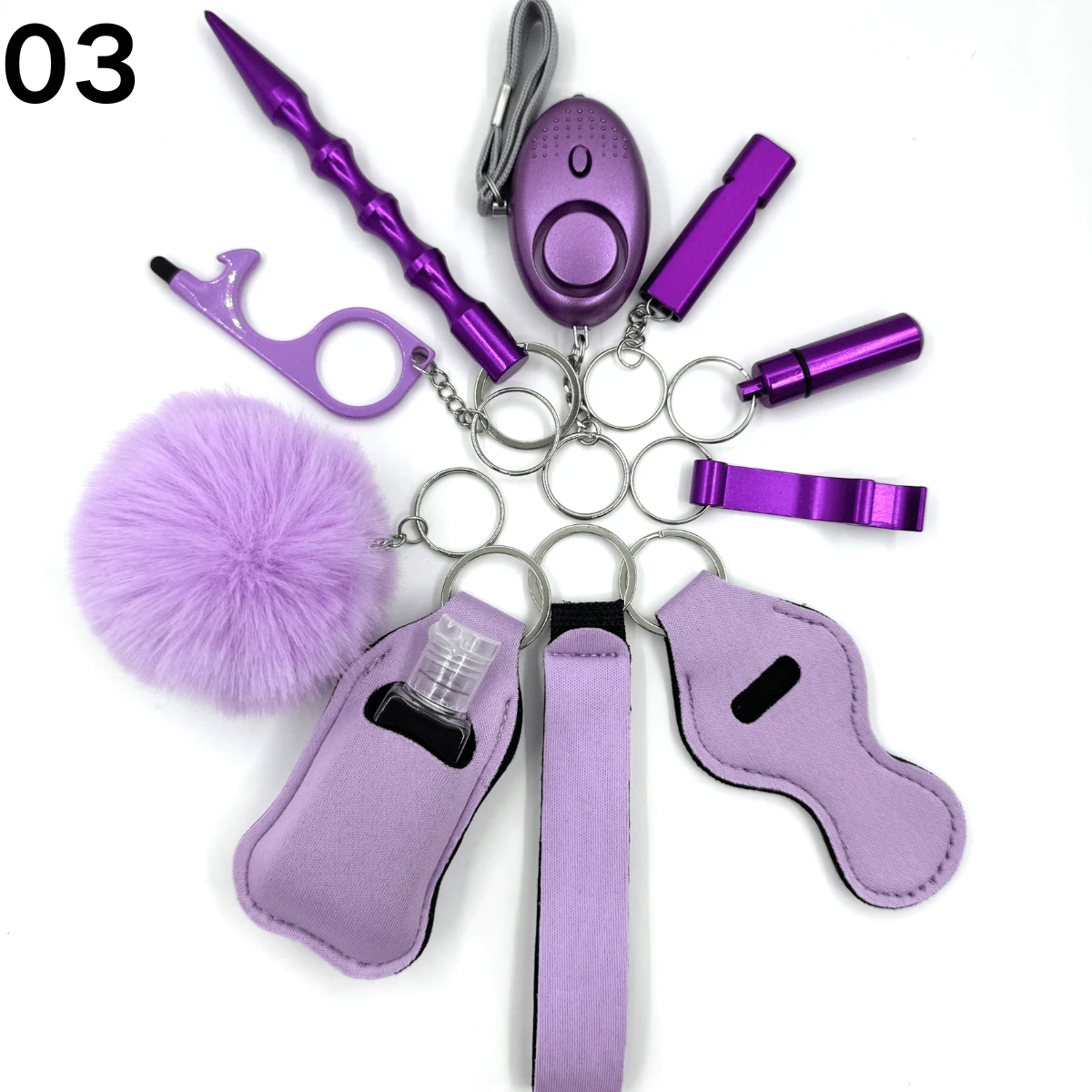 10Piece Women Self Defense Safety Keychain Set, Including Alarm