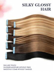 20pcs Tape-In Hair Extensions, 100% Human Hair, Color 18/613, Ash Blonde Highlighted Bleached Blonde, 14-22 Inches, Invisible Tape-In Hair Extensions - S18/613 - View 3