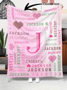 1pc Personalized Blanket With Name, Custom Name Blanket For Adults, Customized Name Blanket, Personalized Gifts For Birthday Christmas,280GSM - Pure Blue - View 6
