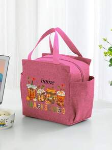 Customized Insulated Lunch Bag With Built-In Waterproof Refrigerated Ice Pack And Large Capacity Commuting Storage Bag, Personalized Customized Patterned Gift Bag, Lightweight, Waterproof, Business, Printed Ice Pack, Oversized Lunch Box Bag, Suitable For Students, Beginners, And White-Collar Office Workers. Suitable For Offices - Pink - View 3