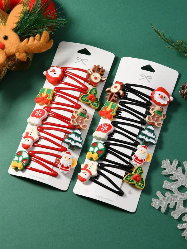 10 قطعة/مجموعة اكسسوارات وكبكات شعر للبنات في عيد الميلاد، بتصميمات بابا نويل وشجرة عيد الميلاد والثلجي، كبكات هدايا عيد الميلاد، كبكات شعر بتصميم رنة عيد الميلاد، كبكات جانبية للمراهقات، عيد ميلاد سعيد