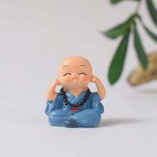 5pcs Cartoon Mini Buddha Bead New Four Unwise Monk Figurines Decor, Silicone Non-Slip Pads, Resin Statuettes, Cute Car Interior Decorations, For Bookshelf, Living Room, Office, Cabinet, Desk, Foyer, Room, Home Decor Best Gifts Birthday Graduation