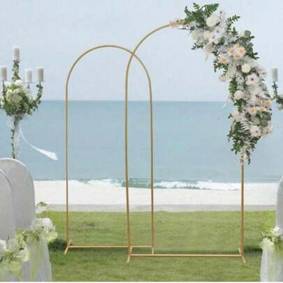 Set von 2 Stück Goldene Elegante Hochzeitsbögen, Metaillische Ballonständer für Hochzeit, Zeremonie, Geburtstagsparty, Abschlussfeier Hintergrund Dekoration(180cm*200cm)