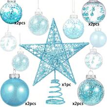 8 个 2.3 英寸金色透明防碎塑料圣诞球装饰树球配一颗圣诞树星，适用于圣诞节、新年礼物、婚礼、家庭派对装饰 - 彩色 - 查看 13