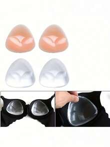 1 Pair Silicone Bra Inserts, Invisible Push-Up Pads, Enhancer Breast Pads, Comfortable Cleavage Boost, For Bras And Swimwear, Waterproof, Reusable - Multicolor - View 3