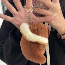 1 pieza de 13cm/5.11in Llavero de punto neutro de imitación, lindo y creativo, con bufanda verde tipo hamburguesa, diversos capibara, accesorios diarios de todo tipo, diseño de dibujos animados lindos, regalo ideal para estudiantes, bolsas, accesorios, colgante de peluche, para hermanos, pareja, cumpleaños, festivales, todas las estaciones, graduación, carnaval, bendiciones, despedida, novia, hermosos accesorios para el automóvil, pequeño regalo
