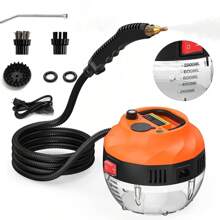 Handheld Steam Cleaner 2500W High Pressure Steam Cleaner For Home, Steamer For Cleaning With 3 Brush Heads, 2 Washers & Extended Rod, Steam Cleaner For Upholstery Kitchen Air Conditioning Bathroom To Remove Grime, Grease, Oil Fume, And More - 美規A型插(110-127V) - 查看 1