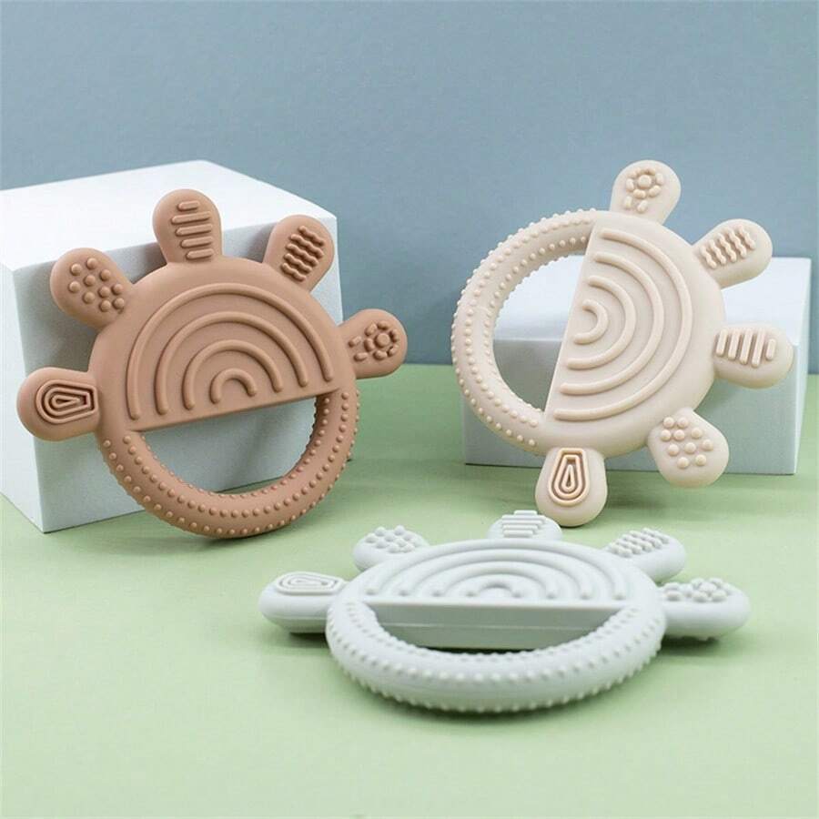 1Pc Đồ chơi cầm tay, cắn và vui vẻ cho bé với họa tiết năm ngón tay để làm dịu nướu răng cho bé, que mài răng để bảo vệ ngón tay, đồ chơi mọc răng