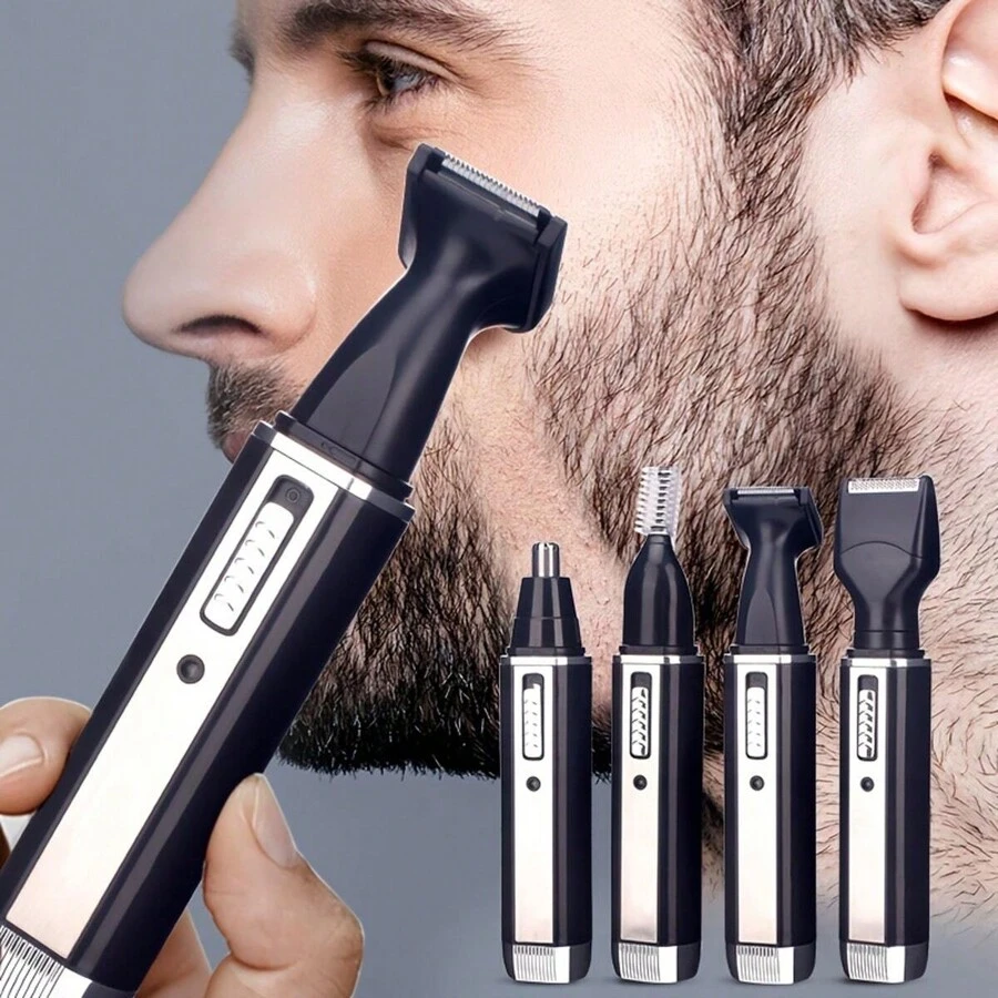 AXH. Alat Cukur Elektrik Isi Ulang 4-in-1 untuk Pria, Perlengkapan Perawatan Tahan Air dengan Pemangkas Bulu Hidung, Pemangkas Bulu Bikini, Hadiah Ideal untuk Hari Valentine