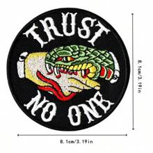 Trust No One Snake Patch, Hippie Punk Rock Cartoon Adventure Graphic Cool Patch Sewing Embroidered Applique DIY Clothing Accessory, Iron On Patch For Jacket, Pants, Bag, Shoes, Hat Summer, School