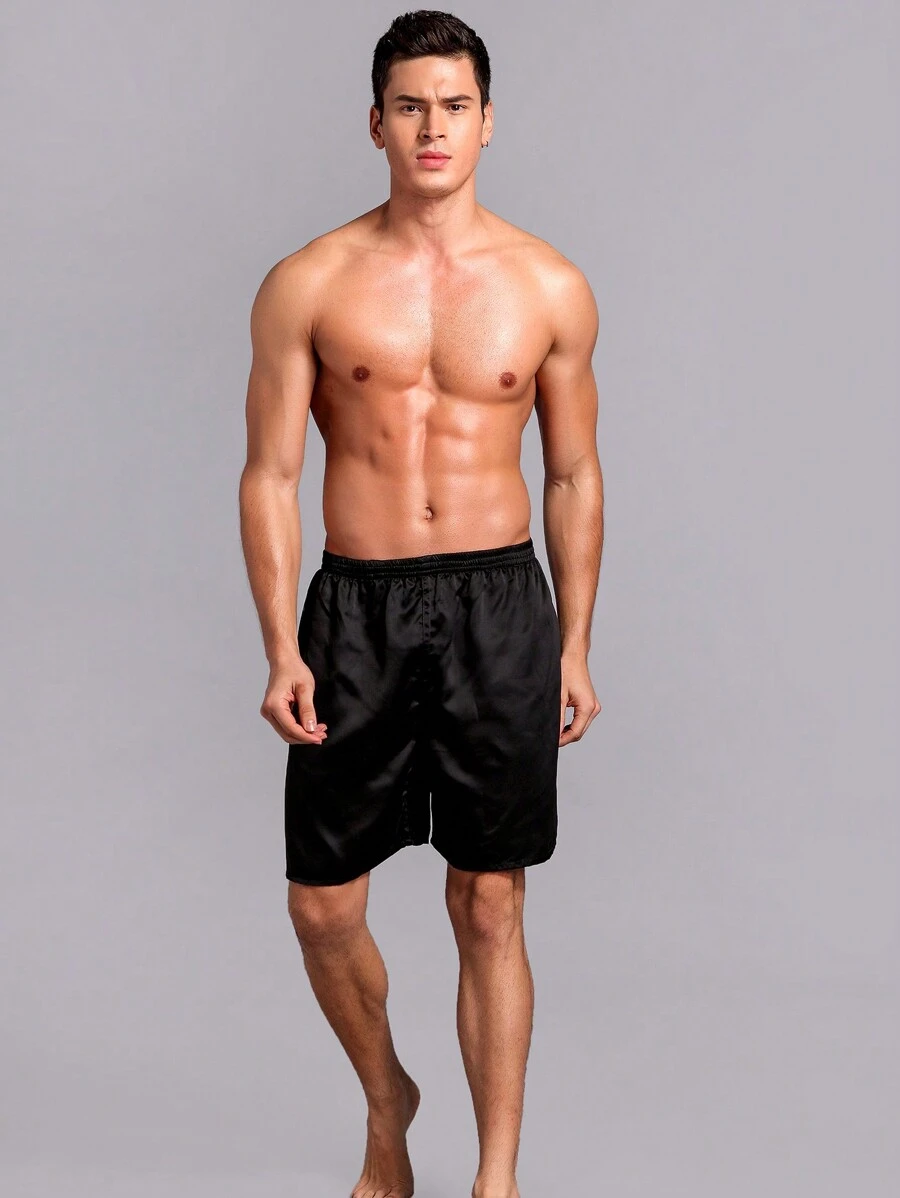 Men's Casual Loose Thin Ice Silk Comfortable Shorts Summer, Men's Home Pajamas - 黑色 - 查看 1