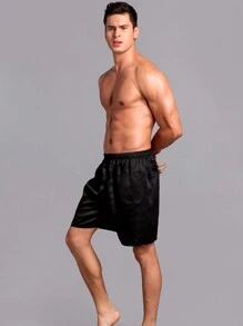 Men's Casual Loose Thin Ice Silk Comfortable Shorts Summer, Men's Home Pajamas - 黑色 - 查看 6