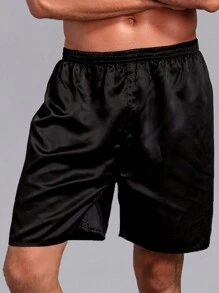 Men's Casual Loose Thin Ice Silk Comfortable Shorts Summer, Men's Home Pajamas - 黑色 - 查看 7