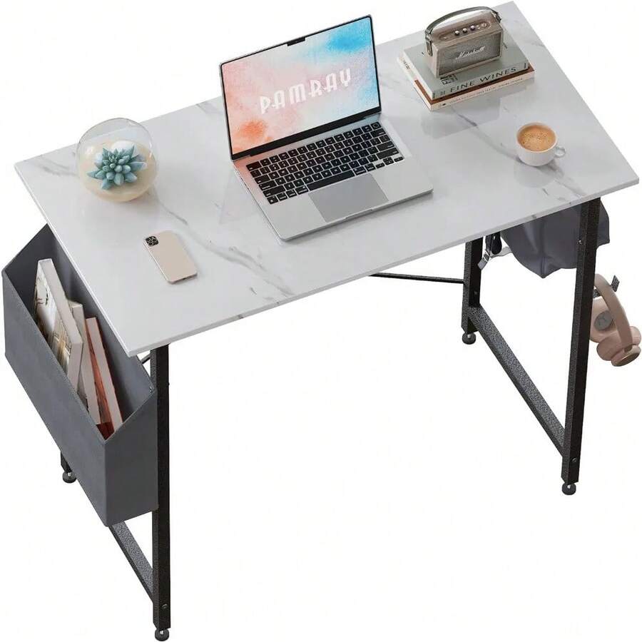 32 Inch Computer Desk For Small Spaces With Storage Bag, Home Office