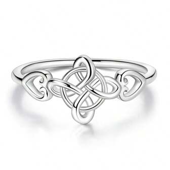 Anillo de nudos celtas de cobre color plata - Diseño clásico y sencillo, perfecto para atuendos casuales o como regalo