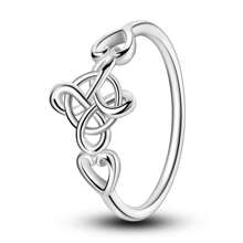 Anel de nó celta de cobre prateado - Design clássico e simples, perfeito para trajes casuais ou presentes