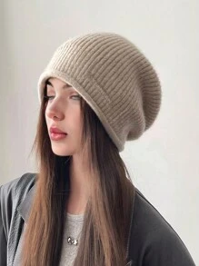 1pc Women Knitted Bucket Hat, Solid Color, Fashion & Versatile, Warm Earflap Cap, Suitable For Going Out, Autumn/Winter - MM1531 - View 10